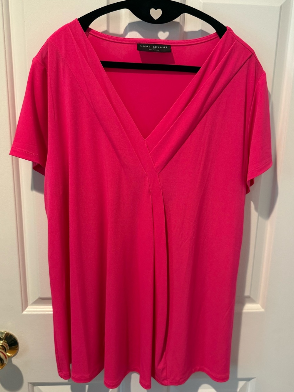 Lane Bryant Hot Pink V-Neck Short Sleeve Top 14/16